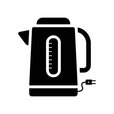 Çaydanlık Simgesini Doldur. Siyah ve Beyaz Elektrikli Kettle Sembolü