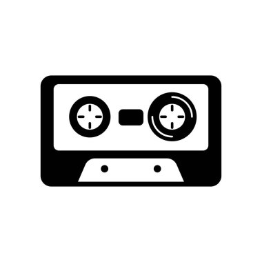 Kaset Teybi Simgeyi Doldur. Siyah ve Beyaz Kaset Sembolü