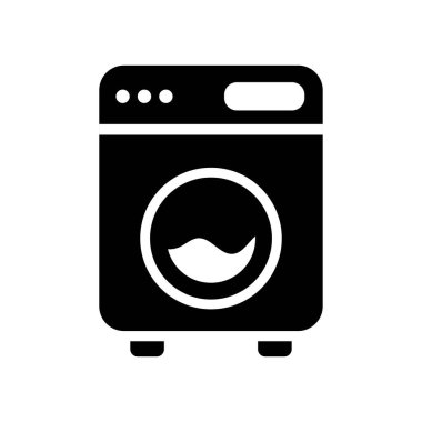 Çamaşır Makinesi Simgeyi Doldur. Siyah ve Beyaz Çamaşır Sembolü