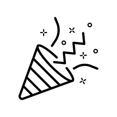 Konfeti Hattı Simgesi. Siyah ve Beyaz Parti Popüler Sembolü