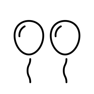 Balon Hattı Simgesi. Siyah ve Beyaz Doğumgünü Balonları Özet Sembolü