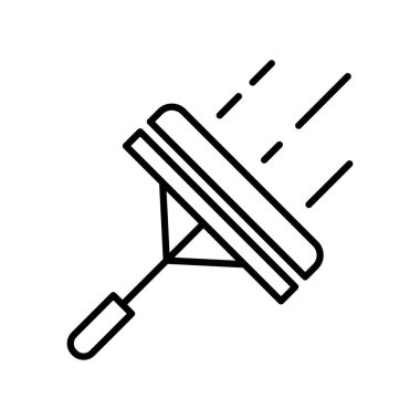 Window Squeegee Hattı Simgesi. Siyah ve Beyaz Pencere Temizleyici Ana Hattı SembolüName