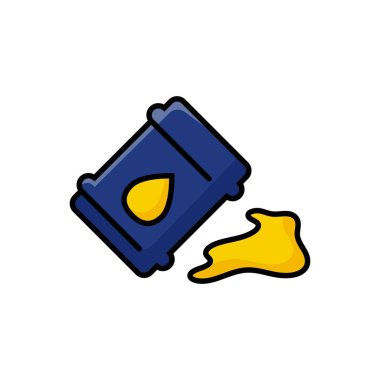 Petrol Dökme Simgesi. Doğrusal Renk Biçiminde Düzenlenebilir Felç Yağı Dökülme Sembolü