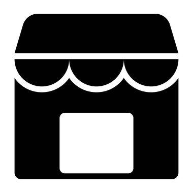 Ön Mağaza Simgeyi Doldur. Siyah ve Beyaz Atölye İş Perakende Sembolü