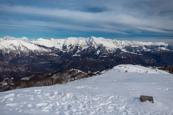 Vrcholu Hory Matajur Pro Krásný Lyžařský Zážitek Provincie Udine Region — Stock fotografie