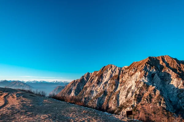 Sunset Cuarnan Peak Friuli Venezia Giulia Region Freezing Winter Day — Stock Photo, Image