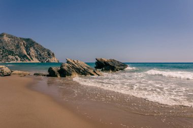 Beautiful day at the Kavo Paradiso beach in kos island, greece