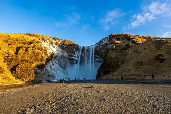Neve Gelo Cachoeira Skogafoss Islândia — Fotografia de Stock