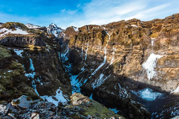 Manhã Inverno Desfiladeiro Jfur Islândia — Fotografia de Stock