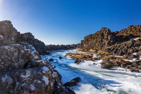 Thingvellir Εθνικό Πάρκο Στην Ισλανδία Μια Κρύα Μέρα Μαρτίου — Φωτογραφία Αρχείου