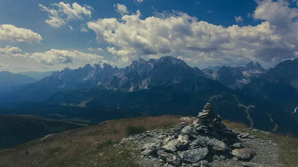 Zonnige Dag Dolomiti Van Sesto Trentino Alto Adige Italië Stockfoto