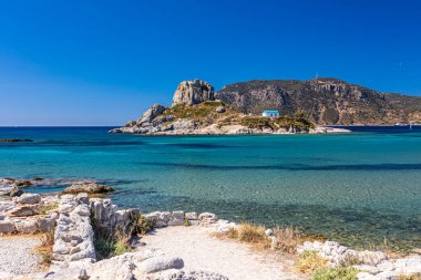Beautiful afternoon at the Agios Stefanos beach in kos island, greece