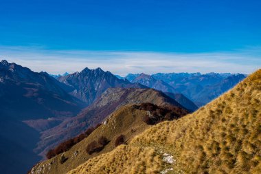 İtalya 'da Val di Resia, Friuli-Venezia Giulia ormanlarında renkli yapraklarla dolu bir sonbahar günü.