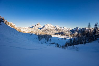 Büyük bir kar yağışı sonrası alaycı alpler. Udine ili, Friuli-Venezia Giulia bölgesi, İtalya
