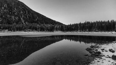 Frosty winter sunset at the lakes of Fusine, Friuli Venezia Giulia, Italy clipart