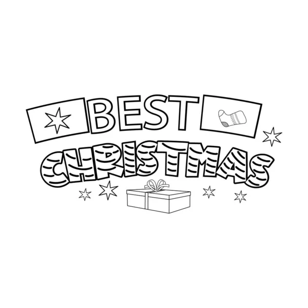Buon Natale Disegno Colorare Linea Natale Arte Disegno Pagina Colorare — Vettoriale Stock