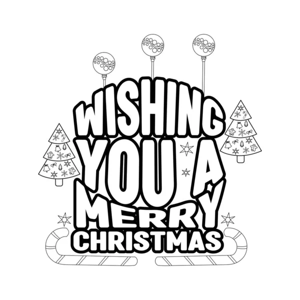 メリークリスマスぬりえページ 子供のためのクリスマスラインアートぬりえページデザイン — ストックベクタ