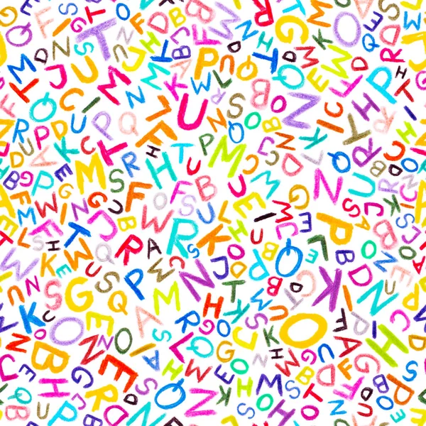 Padrão Sem Costura Wax Crayon Alfabeto Letra Letras Sobre Fundo — Fotografia de Stock