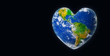 Earth in the Shape of a Heart, Ecology and Environment Concept, Elements of this image furnished by NASA on Black Background clipart