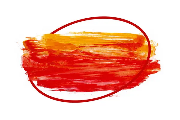 Abstrait Acrylique Artistique Rouge Orange Coup Pinceau Dans Cadre Isolé Photos De Stock Libres De Droits