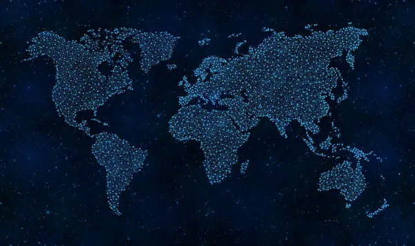蓝色夜空中的世界星图 图库照片