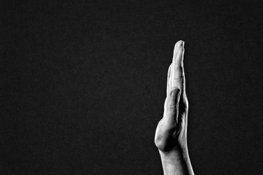 El Hareketi Reddetme İşareti Siyah ve Beyaz Kağıt Arkaplanı, Boşluğu Kopyala