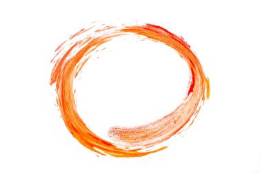 Soyut Sanatsal Akrilik Turuncu Çember Boya Fırçası Beyaz Arkaplanda İzole Edildi.