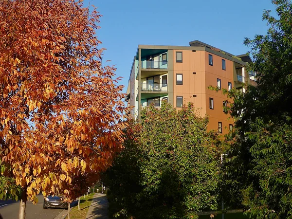 Een Modern Appartementencomplex Herfst — Stockfoto