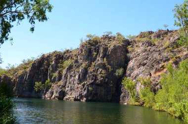 Avustralya 'nın kuzeyindeki Edith Falls yakınlarındaki kırsal bir manzara.