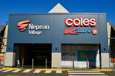 An entrance to Nepean Village shopping mall at Penrith in western Sydney, Australia. March 2024.  clipart