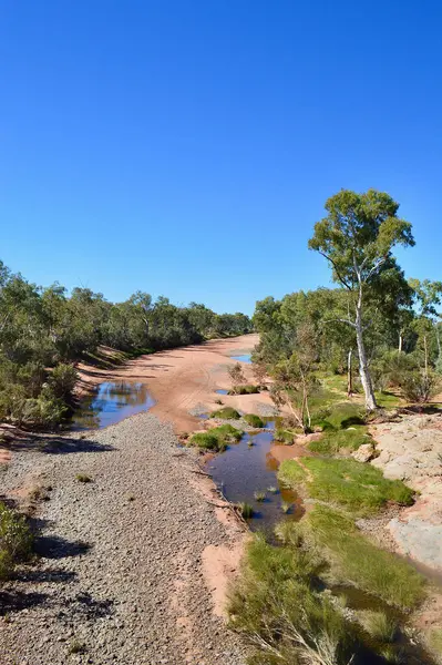 stock image The dry bed of the Finke River south of Alice Springs affected by the winter dry season.