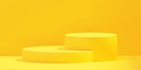 Quarto Vazio Design Interiores Exibição Pedestal Amarelo Fundo Vívido Com — Fotografia de Stock