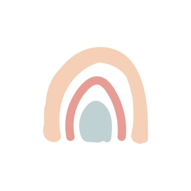 Soyut şirin el renginde gökkuşağı çizilmiş. vektör illüstrasyonu