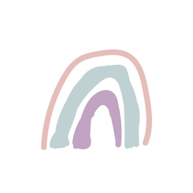 Soyut şirin el renginde gökkuşağı çizilmiş. vektör illüstrasyonu