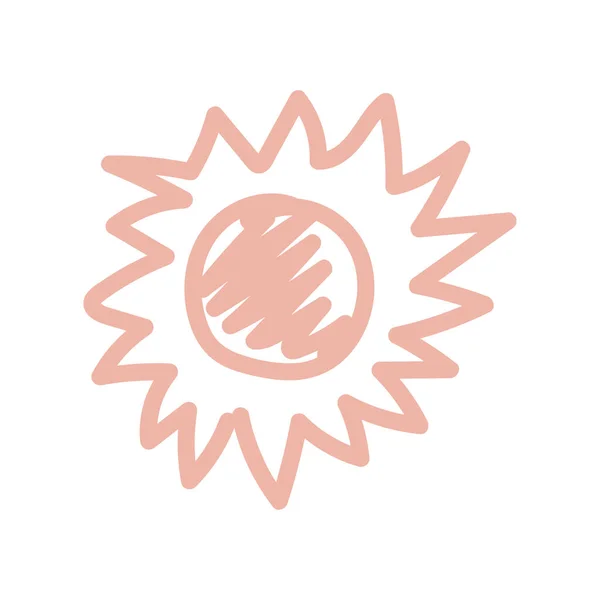 Carino Astratto Sole Disegnato Mano Utilizzando Colore Pastello Illustrazione Vettoriale — Vettoriale Stock