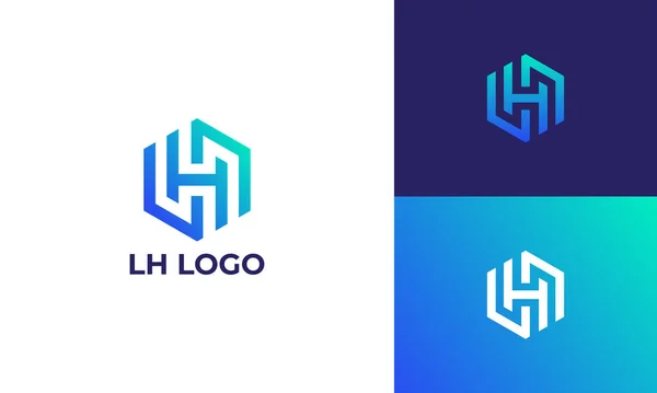 LhまたはHlロゴデザイン Lh六角形の文字 シンプルでモダンなスタイル — ストックベクタ
