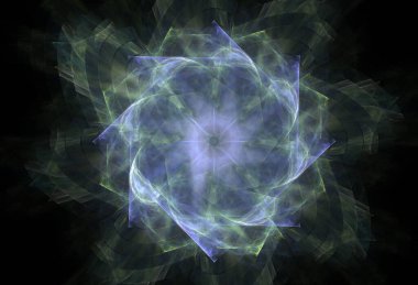 Konuyla ilgili soyut fraktal formlar grafik tasarım ve nükleer fizik bilim parçacıkların. Kutsal geometri futuristik