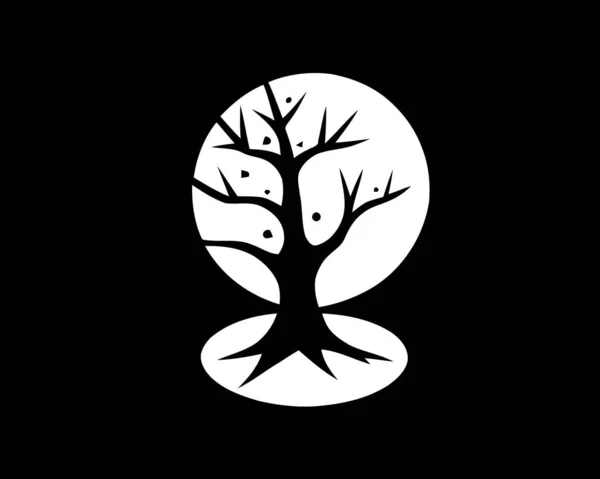 Arbre Noir Blanc Sur Symbole Yin Yang — Image vectorielle