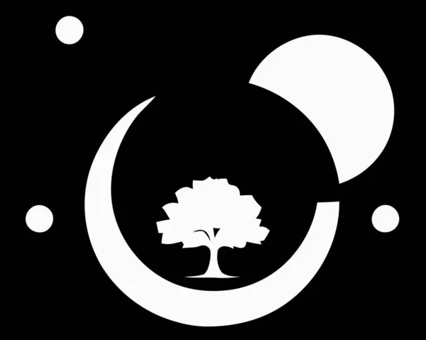 阴阳号上的黑白树 — 图库矢量图片