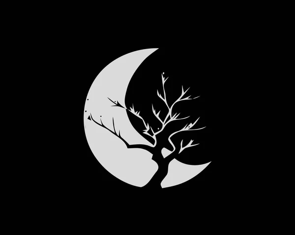 Arbre Noir Blanc Sur Symbole Yin Yang — Image vectorielle
