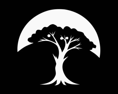 Siyah arkaplanda ağaç simgesi izole edildi. Vektör illüstrasyonu