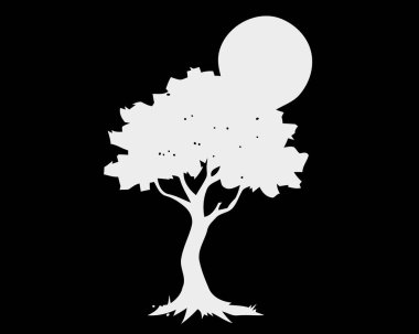 Yin Yang sembolündeki siyah beyaz ağaç.