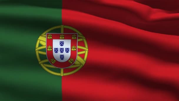 Jedwabna Flaga Portugalii Grafiki Falistej Pomachaj Portugalską Flagą Animacji Poruszona — Wideo stockowe
