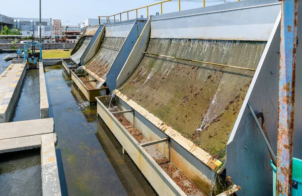 stock image sediment filter in wastewater treatment pond or Aerated Lagoon. environmental science concept