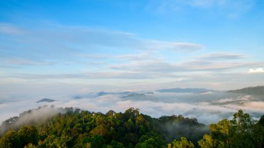 Güzel sis denizi ve gün doğumu manzarası Aiyoeweng View Point, Yala Eyaleti, Tayland