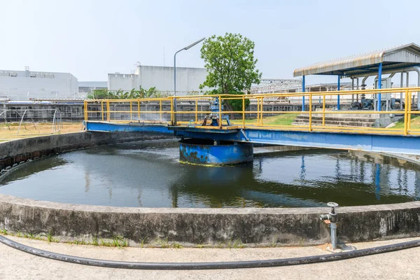 Aerated pool wastewater treatment system in industrial plants. environmental science and reuse waste water concept
