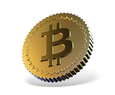 Bitcoin simgesi beyaz arkaplan üzerinde. 3d illüstrasyon 