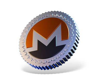 Monero simgesi beyaz arkaplan üzerinde. 3d illüstrasyon 