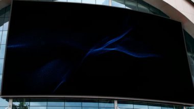 Abstract blue animation on screen, street presentation. Mockup.