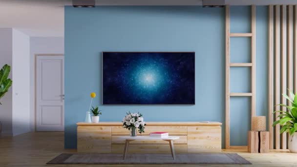 Elegant Room Blue Tones Abstract Animation Wall — Wideo stockowe